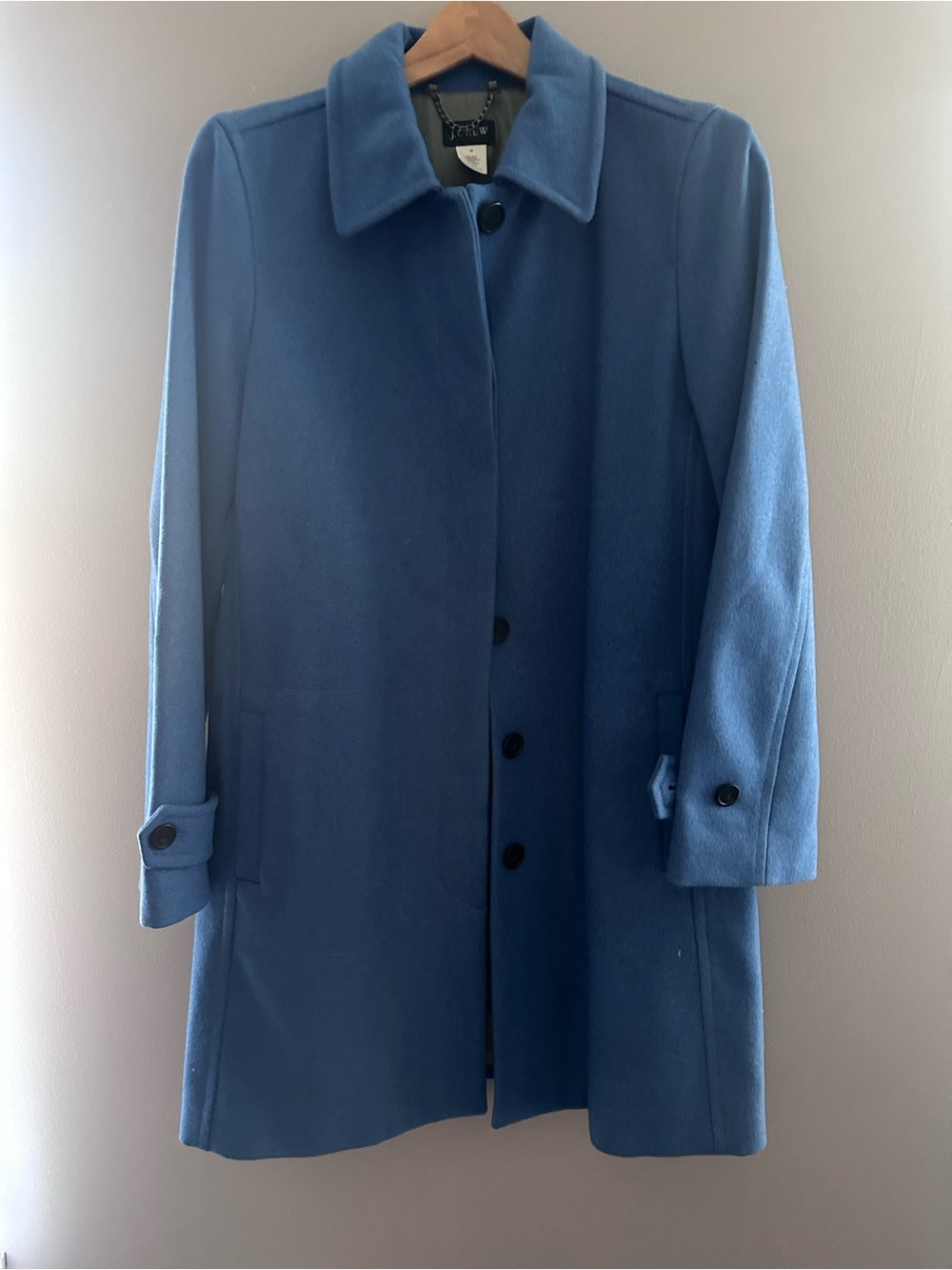 J. Crew Mid-Length Blue Wool Coat